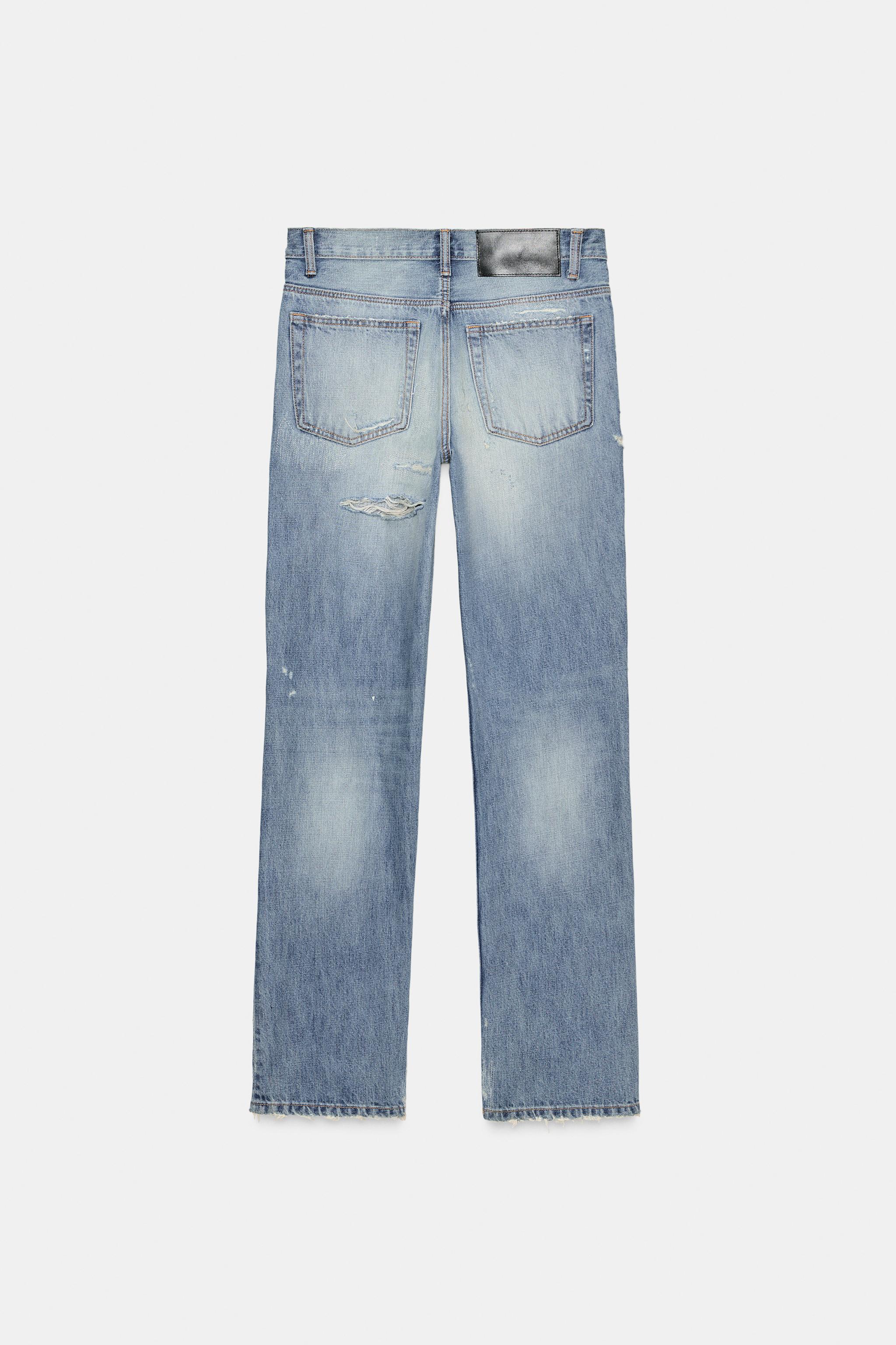TRF MID-RISE RIPPED STRAIGHT JEANS
